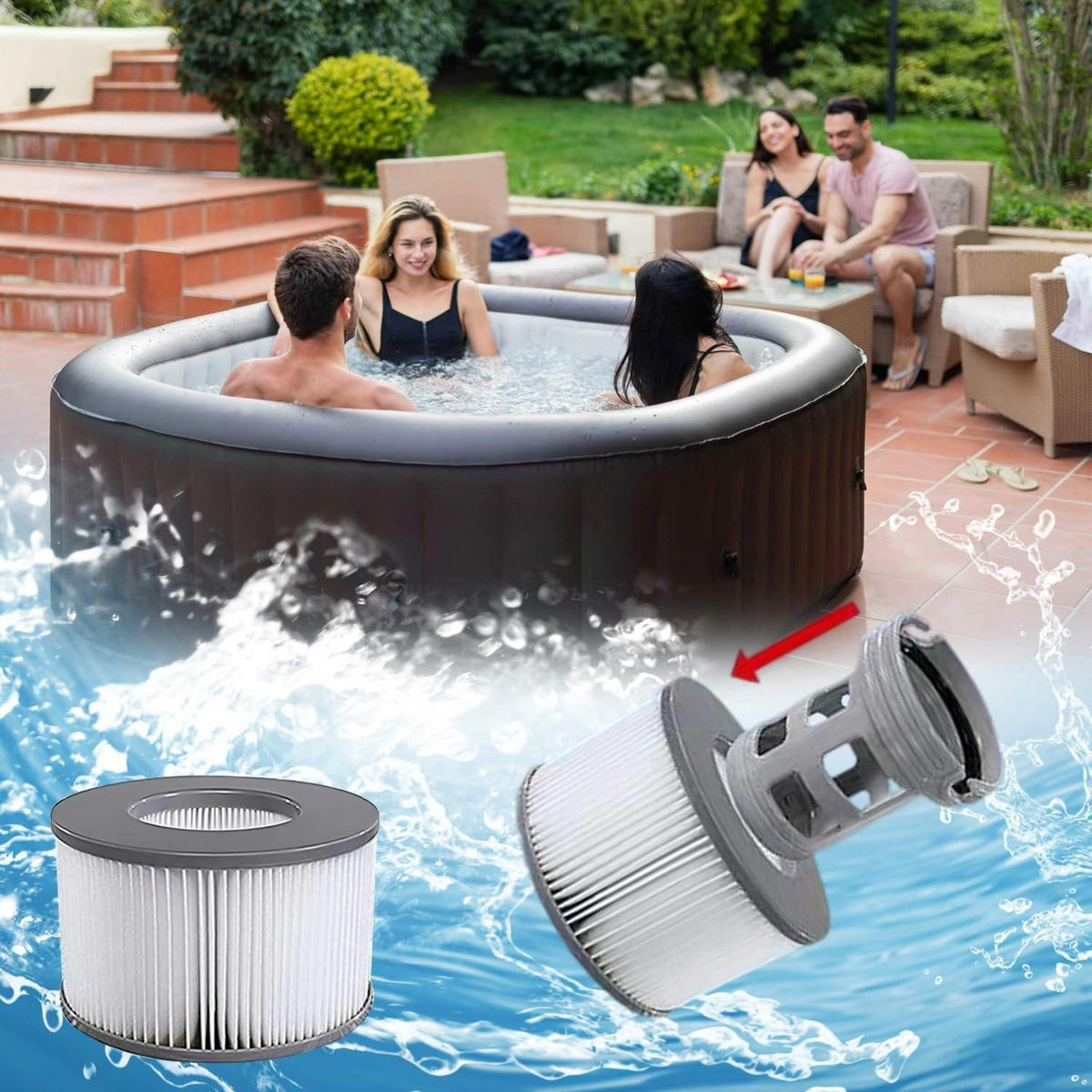 FILTERKARTUSCHEN 6er Set für Whirlpools und aufblasbare Pools - Multicolor, Kunststoff (1/1/1cm)
