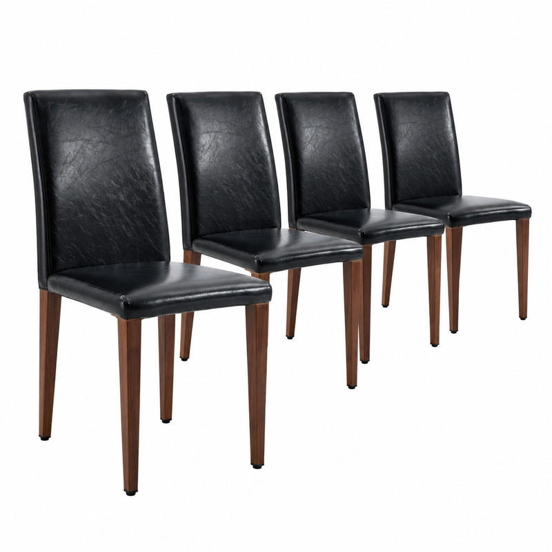 ESSZIMMERSTUHL 4er-Set 90 cm PU-Leder Schwarz Nussbaumoptik - Schwarz, Metall (47/90/41cm) - Meubliv