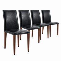ESSZIMMERSTUHL 4er-Set 90 cm PU-Leder Schwarz Nussbaumoptik - Schwarz, Metall (47/90/41cm) - Meubliv