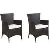 GARTENSESSEL 2er-Set PE Rattan cremeweiß Italy - Braun, Kunststoff (52/86/52cm) - Beliani