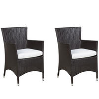 GARTENSESSEL 2er-Set PE Rattan cremeweiß Italy - Braun, Kunststoff (52/86/52cm) - Beliani