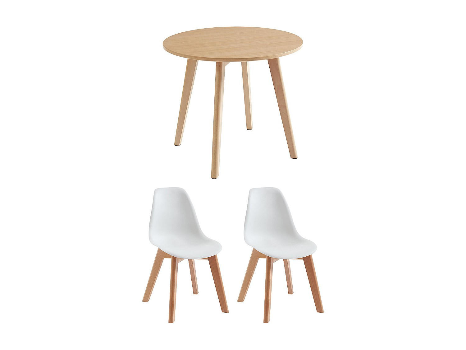 ESSGRUPPE - 2 Personen - Plastik, Holz, Platte - Naturfarben Hell - LOULOUNE - Naturfarben, Holz/Holzwerkstoff (60/51/60cm) - Vente-Unique