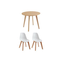 ESSGRUPPE - 2 Personen - Plastik, Holz, Platte - Naturfarben Hell - LOULOUNE - Naturfarben, Holz/Holzwerkstoff (60/51/60cm) - Vente-Unique
