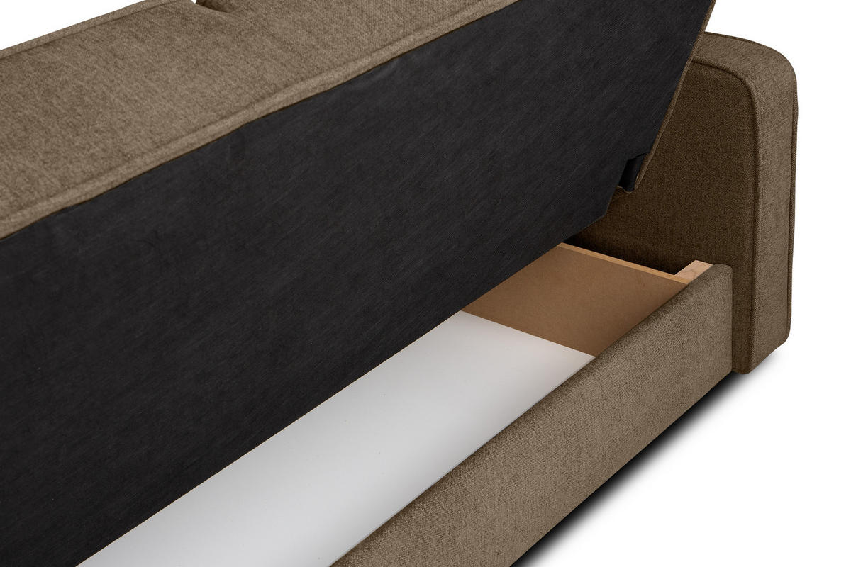 SCHLAFSOFA ORIO 3 Personen, Chenille-Stoff, Braun - Braun, Textil (219/90/90cm) - KONSIMO®