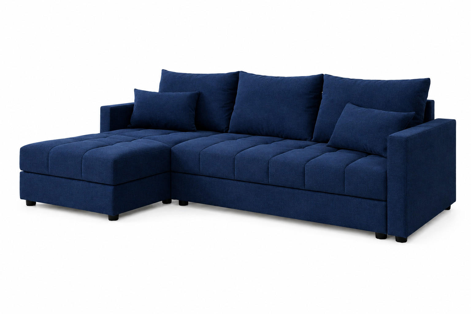 WOHNLANDSCHAFT AURELIA– Ecksofa in L-Form mit Schlaffunktion Bettkasten & Kissen Stoff KRONOS 226 cm Blau - Blau, Kunststoff (226/140cm) - Wohnideebilder