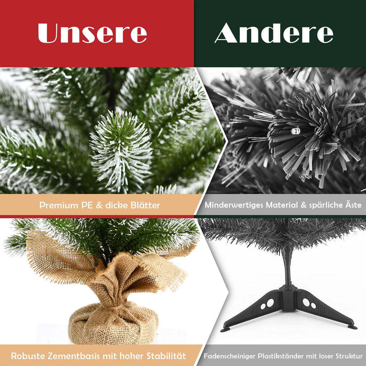 WEIHNACHTSBAUM Mini Tisch Tannenform mit Schnee 50 cm grün - Grün, Kunststoff (50cm) - COSTWAY