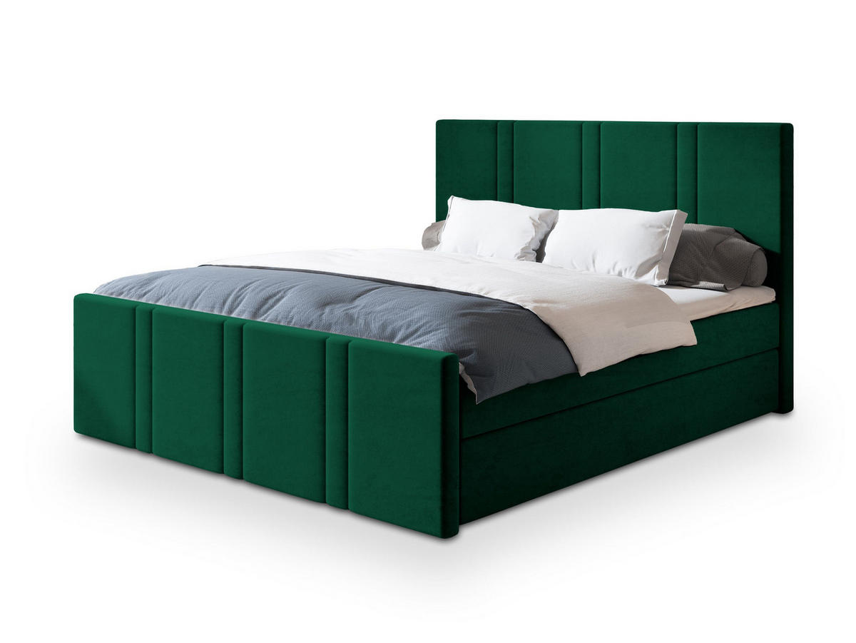 POSTEL BOXSPRING COMOZA 160x200 cm, s matrací a úložným prostorem, tmavě zelená - tmavě zelená, kompozitní dřevo/textil (160/200cm) - MASSENO