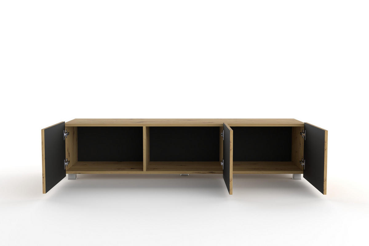 TV-LOWBOARD Kolder 150 cm Artisan Eiche mit geriffelten Fronten - Silberfarben/Eiche Artisan, Holzwerkstoff/Kunststoff (150/38/43cm) - Ravio