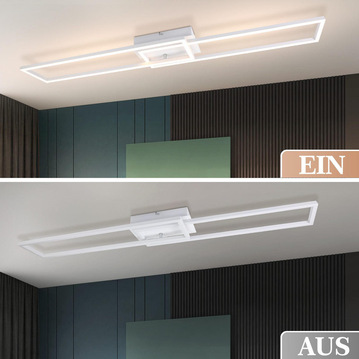 LED-DECKENLEUCHTE Lundquist 18.5/102.5/7.3cm - Weiß, Metall (102.5/18.5/7.3cm) - Nettlife