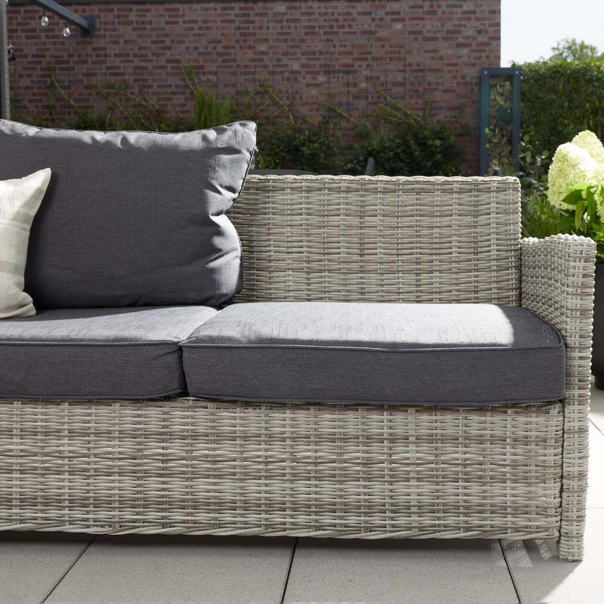 SITZGRUPPE BAHIA - Ausstattung: Ohne Regenabdeckung - Grau, Kunststoff/Textil - Home Deluxe
