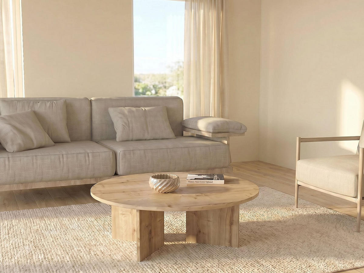COUCHTISCH - 90 cm x 90 cm - holz - naturfarben hell Topania - Naturfarben, Holz (90/90/31.4cm) - Vente-Unique
