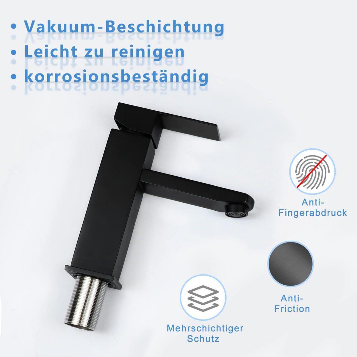 WASCHTISCHARMATUR Nixarn 4.9/17.3/16.2 cm - Schwarz, Metall (4.9/17.3/16.2cm) - ZMH