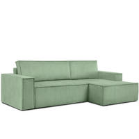 ECKSCHLAFSOFA-RECHTS NAPI in Pet Friendly Cord-Stoff, mintfarben - Schwarz/Mintgrün, Textil (262/148cm) - KONSIMO®