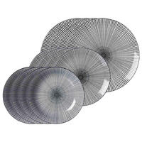 TELLER-SET Takeo Stripes schwarz-weiß 12er Set - Schwarz/Weiß, Keramik (2/2/2cm) - Ritzenhoff Breker