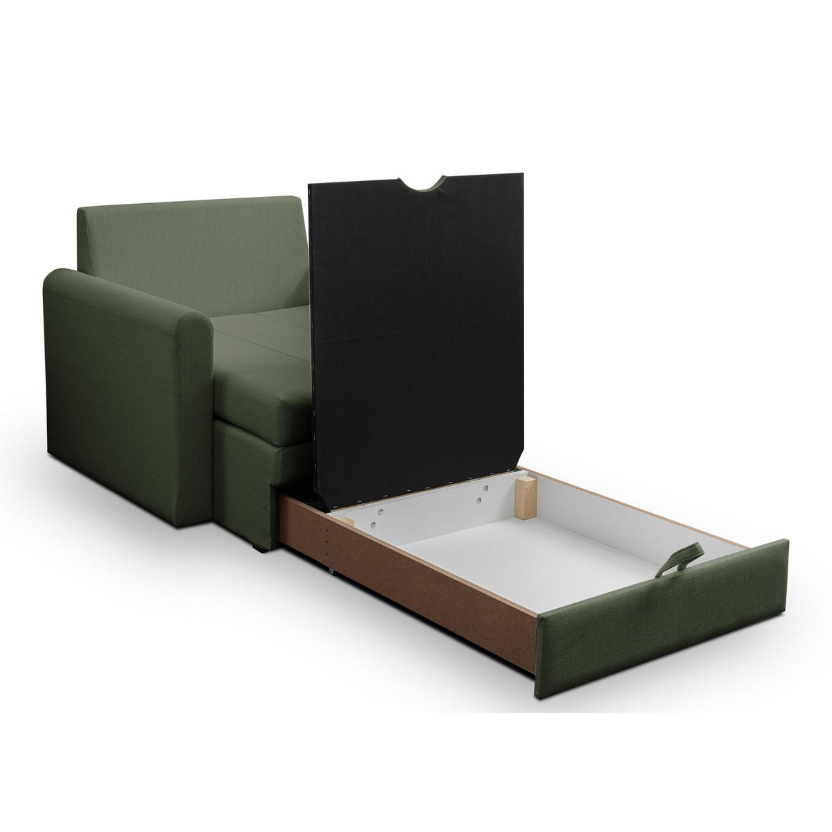 SCHLAFSESSEL Dejano Salbeigrün 75x196 cm - Schwarz/Hellgrün, Holz/Textil (103/90/115cm) - Selsey