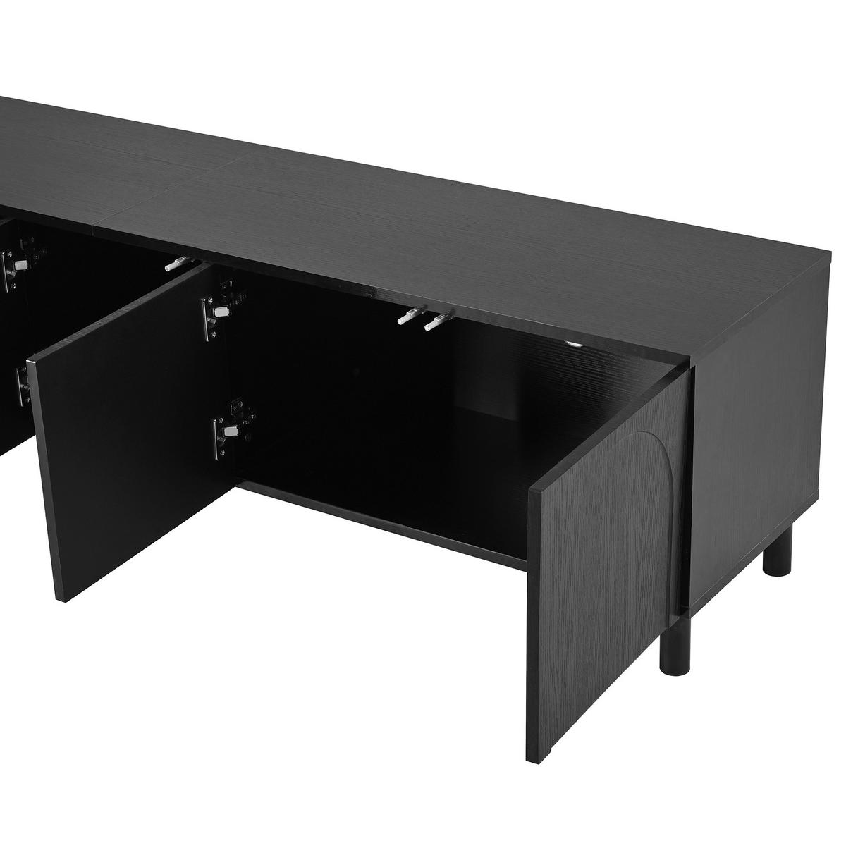 TV-ELEMENT mit 5 Türen 180 x 38 cm MDF Schwarz - Schwarz, Holzwerkstoff (38/45/180cm) - Beauniv