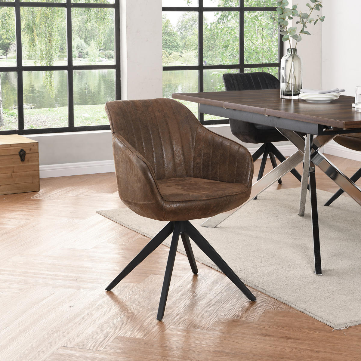 ARMLEHNSTUHL ARVIT Braun - Braun, Textil/Metall (57/81/62cm) - B&D Home