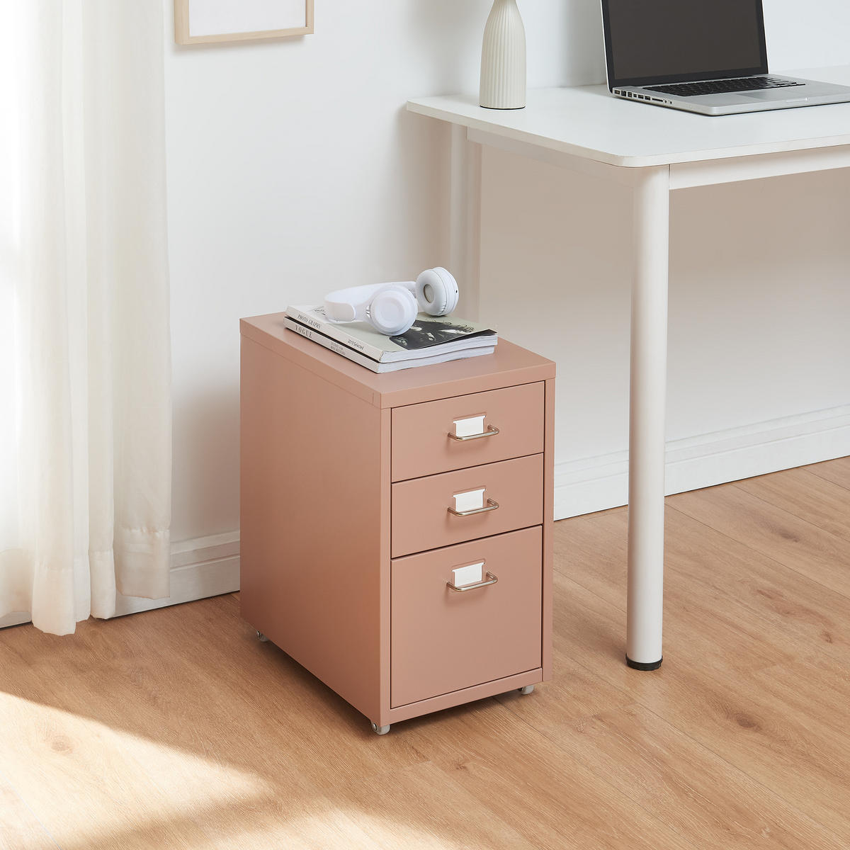 ROLLCONTAINER Kökar - Hellbraun, Metall (28/48/41cm) - [en.casa]