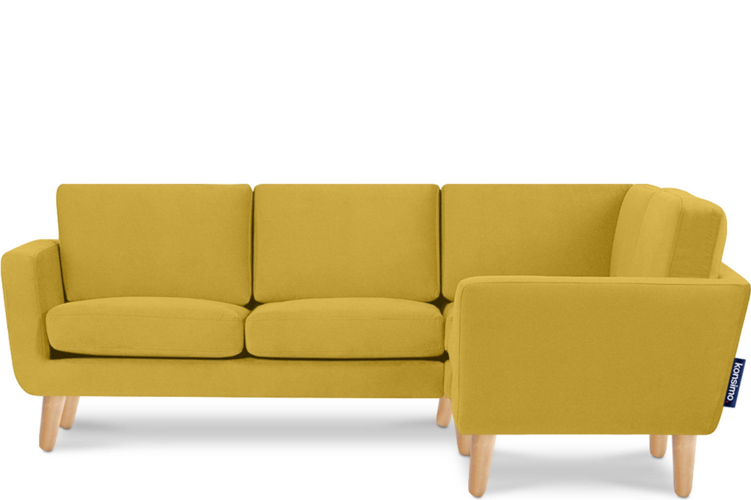 ECKSOFA-RECHTS TAGIO 3/4 Sitzer, Gelb - Gelb/Braun, Buchenholz/Textil (220/181cm) - KONSIMO®