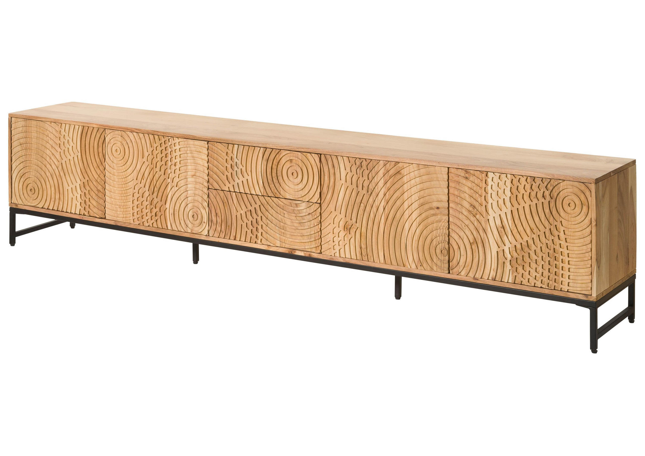 TV-BOARD Akazie 260x40x55 natur lackiert MARRAKESCH #107 - Braun, Holz (260/55/40cm) - Massivmoebel24