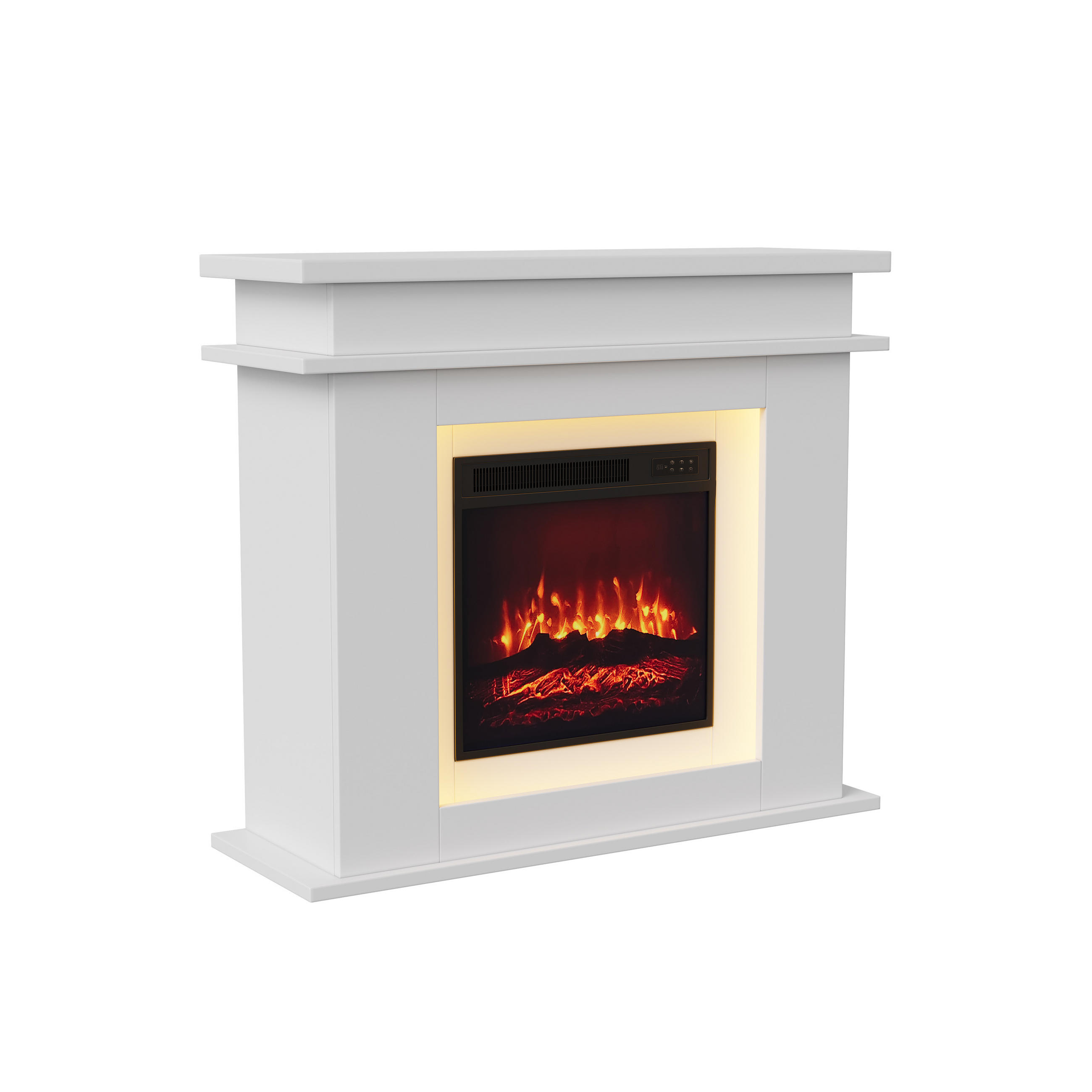 ELEKTROKAMIN freistehend 3D Flamme LED Dekokamin weiß - Weiß, Holz (34.5/88.8/101cm) - LEBENLANG
