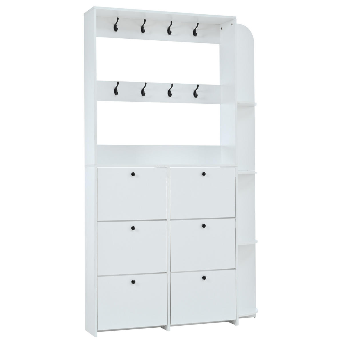 GARDEROBENSCHRANK 120/24/200 cm mit 6 Klapptüren, 8 Haken und 5 Ablageflächen, Weiß - Weiß, Holzwerkstoff (120/200/24cm) - Redom