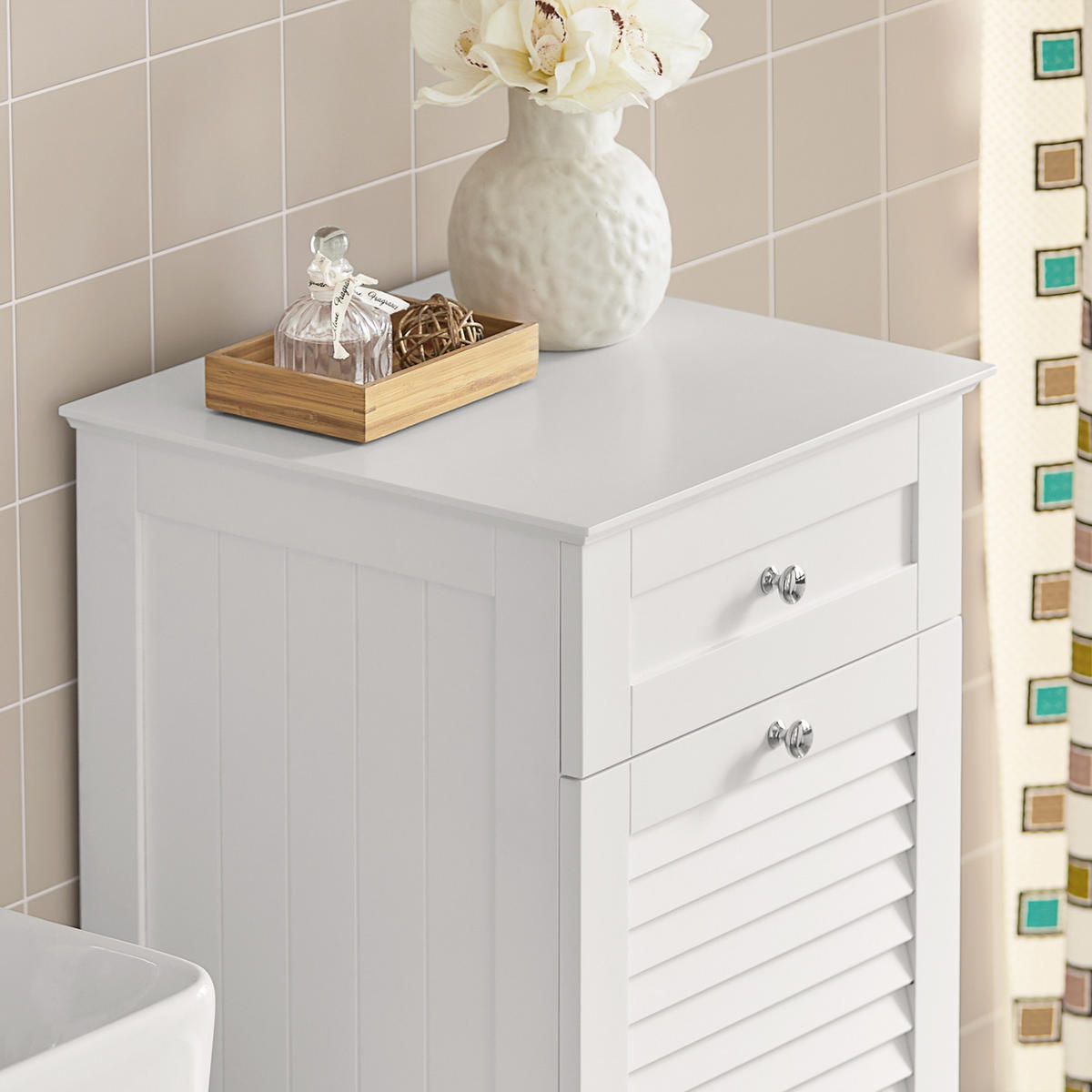 WÄSCHESCHRANK Weiß - Weiß, Holzwerkstoff (40/90/38cm) - SoBuy