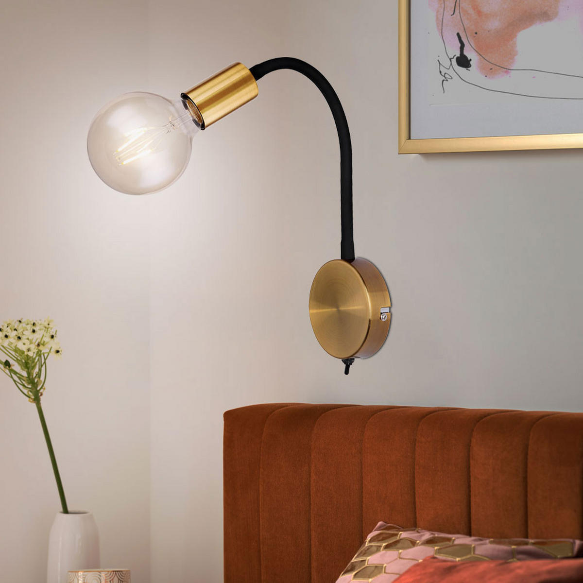 LED WANDLEUCHTE Metall Schwarz Glas - Schwarz, Glas (30/43/30cm) - Globo Lighting