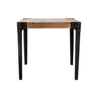 ESSTISCH Industriell Stahl Holz L80 MADISON - Dunkelbraun, Holz (80/80/76cm) - Miliboo