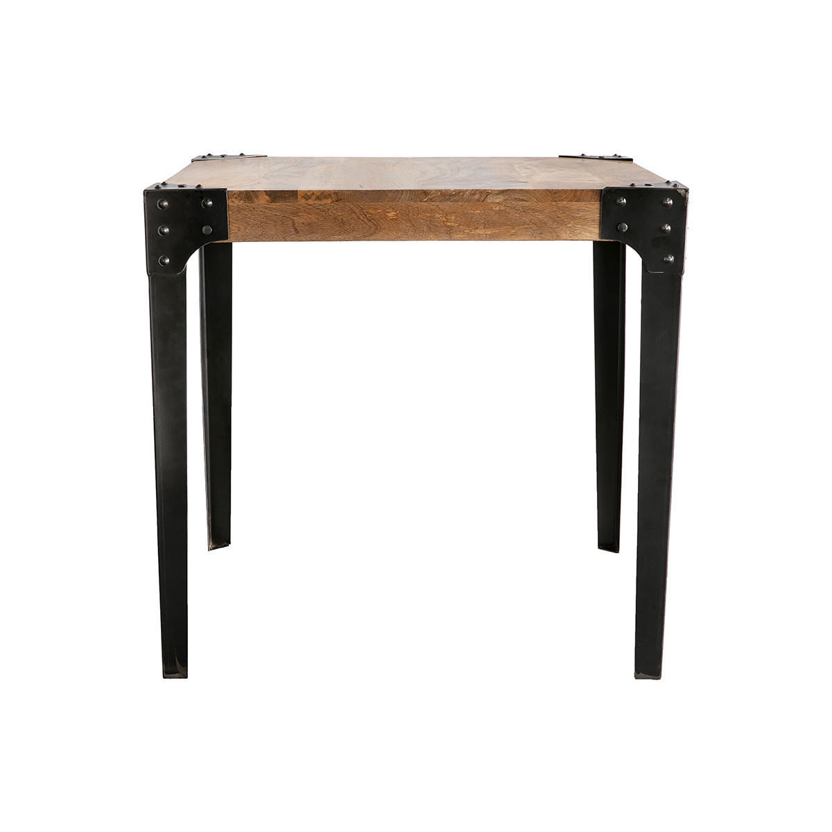 ESSTISCH Industriell Stahl Holz L80 MADISON - Dunkelbraun, Holz (80/80/76cm) - Miliboo