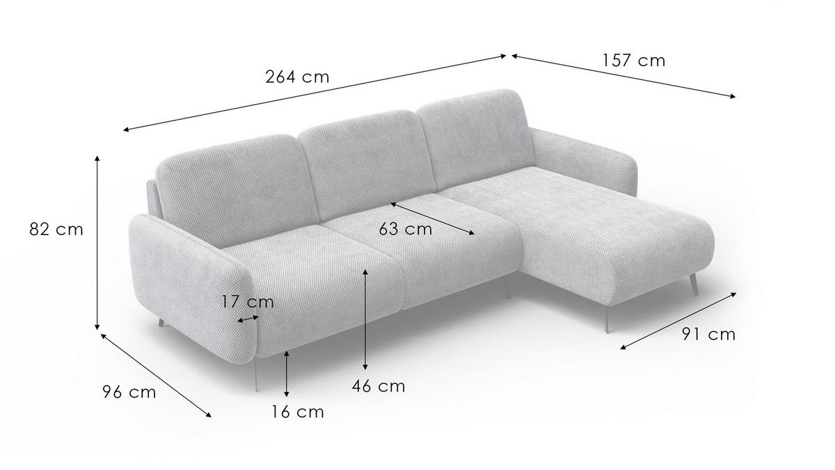 ECKSOFA FEBE 4-Sitzer rechts, beige - Beige/Schwarz, Holz/Textil (264/157cm) - Courtois Laville