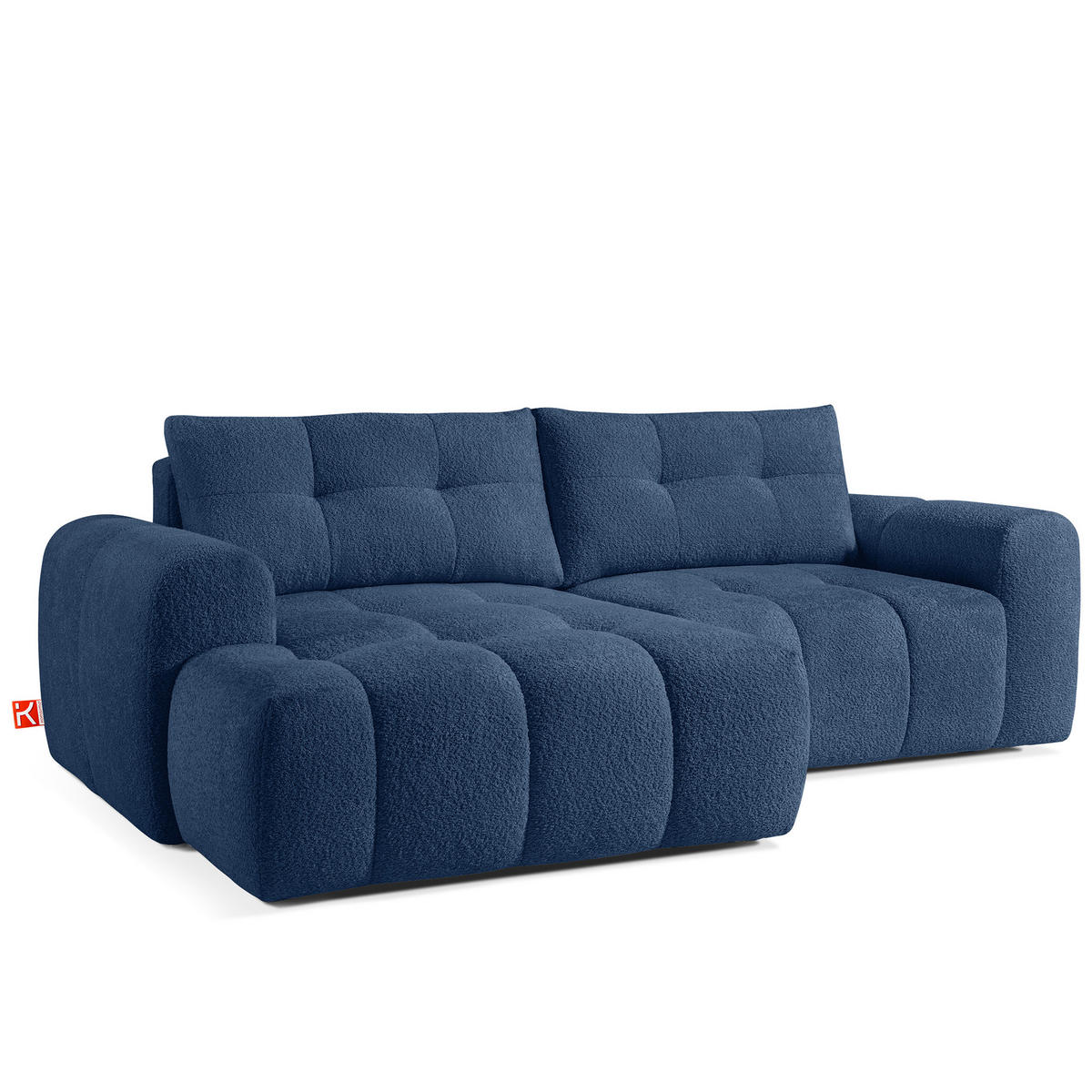 ECKSOFA LINKS RAVIA, Bouclé, Marineblau - Dunkelblau, Holz/Textil (256/104cm) - KONSIMO®