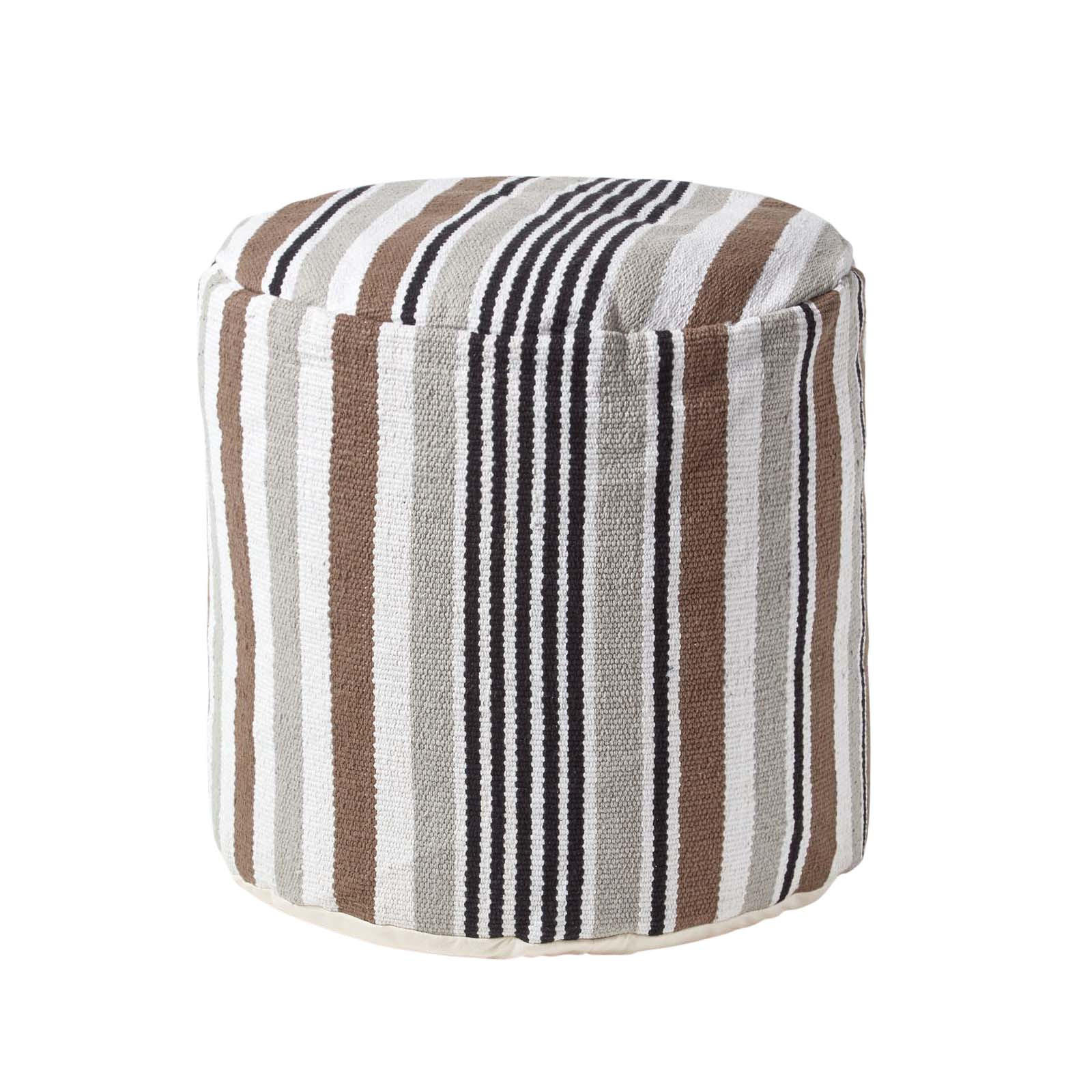 SITZPOUF rund mit Streifenmuster, 40/40/45 cm - Grau, Textil (45/40/45cm) - Homescapes