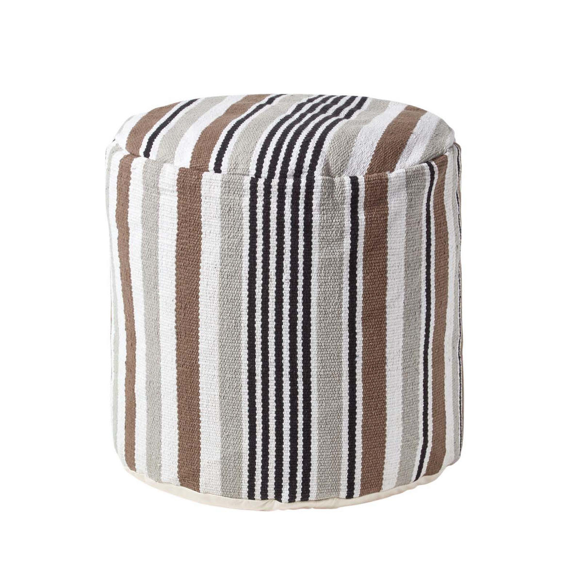 SITZPOUF rund mit Streifenmuster, 40/40/45 cm - Grau, Textil (45/40/45cm) - Homescapes