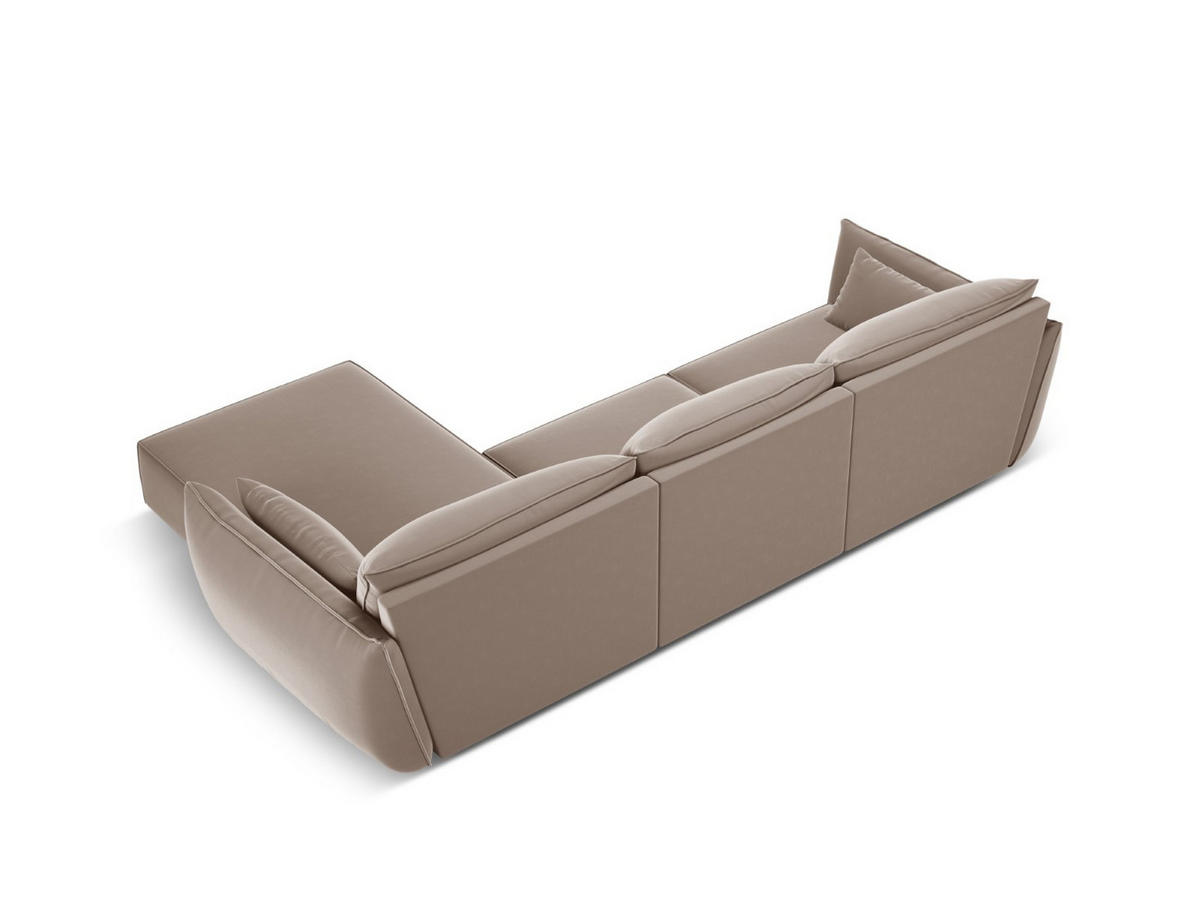 ECKSOFA rechts Kaelle aus Samt cappuccino 4 Sitzplätze - Cappuccino, Textil (171/308cm) - Micadoni