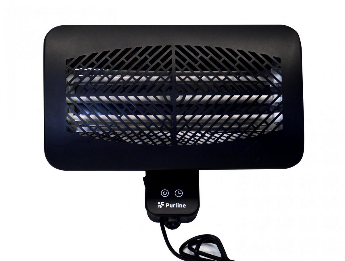 HALOGEN-HEIZUNG auf Standfuß Schwarz outdoortauglich und höhenverstellbar 2000 W - Schwarz, Kunststoff/Metall (51/210/51cm) - Purline