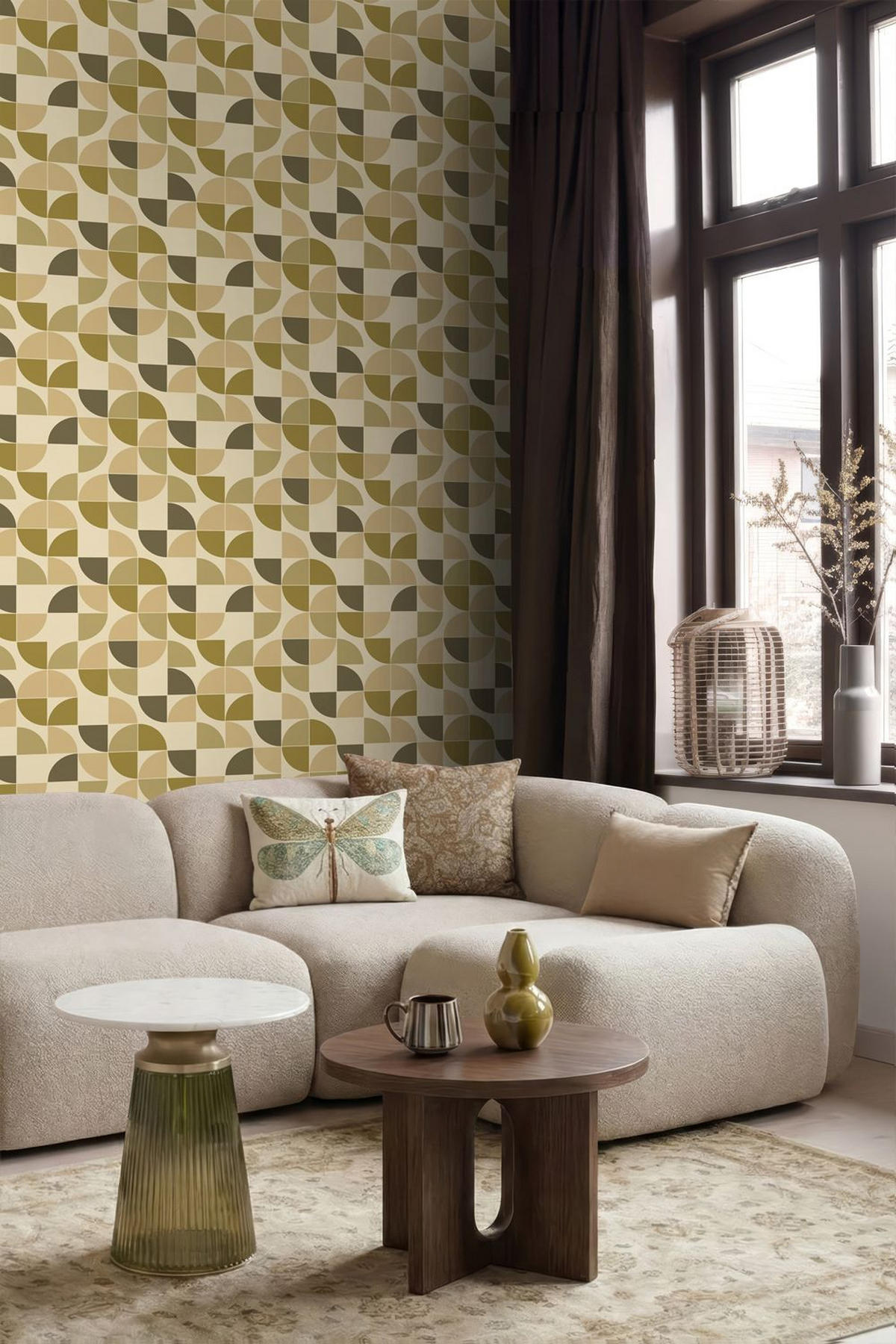 TAPETE Retro-Ornamente 50 x 900 cm - Grün, Papier (50/900cm) - ESTAhome