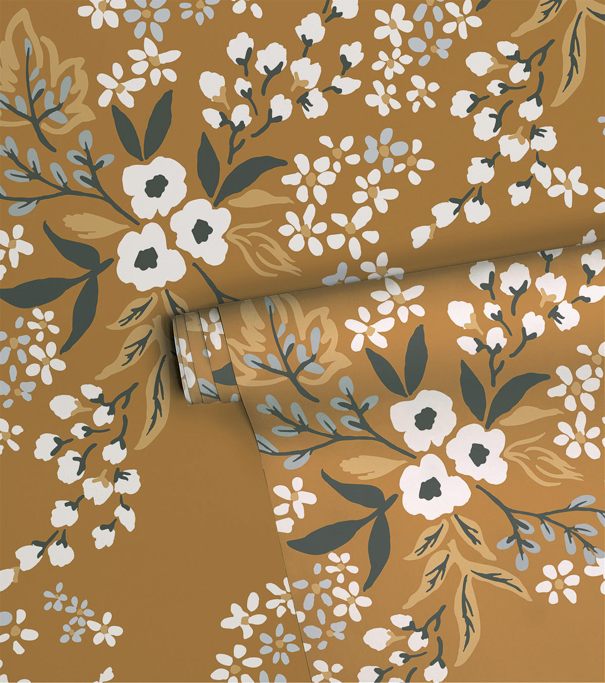 VLIESTAPETE Braylynn Blumen50 cm x 10 m, ocker/gelb - Braun, Papier (50/1000cm) - Lilipinso