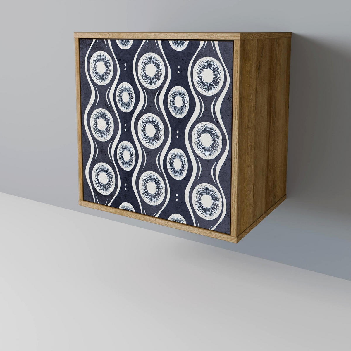 SIDEBOARD GRAPHITE EYES, Eichefarben, 57,5x42x77,5 cm, Schräge Buchenholzfüße - Eichefarben/Buchefarben, Holzwerkstoff/Buchenholz (57.5/77.5/42cm) - SpaceRebels