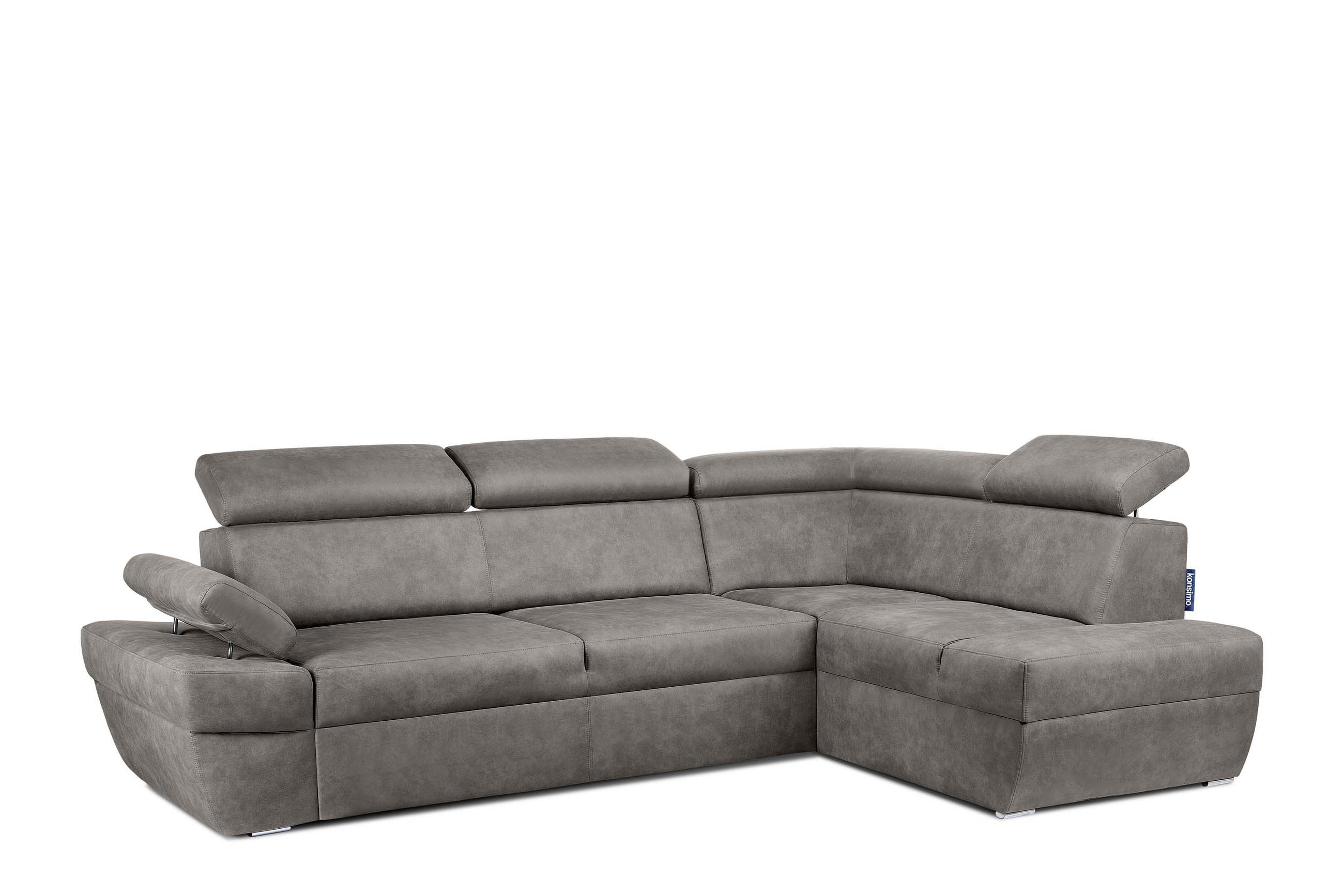 SCHLAFECKSOFA RATLO rechts 4/5-Sitzer mit Bettkasten in Lederoptik, silber - Silberfarben, Textil (270/190cm) - KONSIMO®