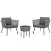 BALKONSET 2-Sitzer Rattan hellgrau Auflagen grau Gargano - Schwarz/Grau, Kunststoff/Textil - Beliani