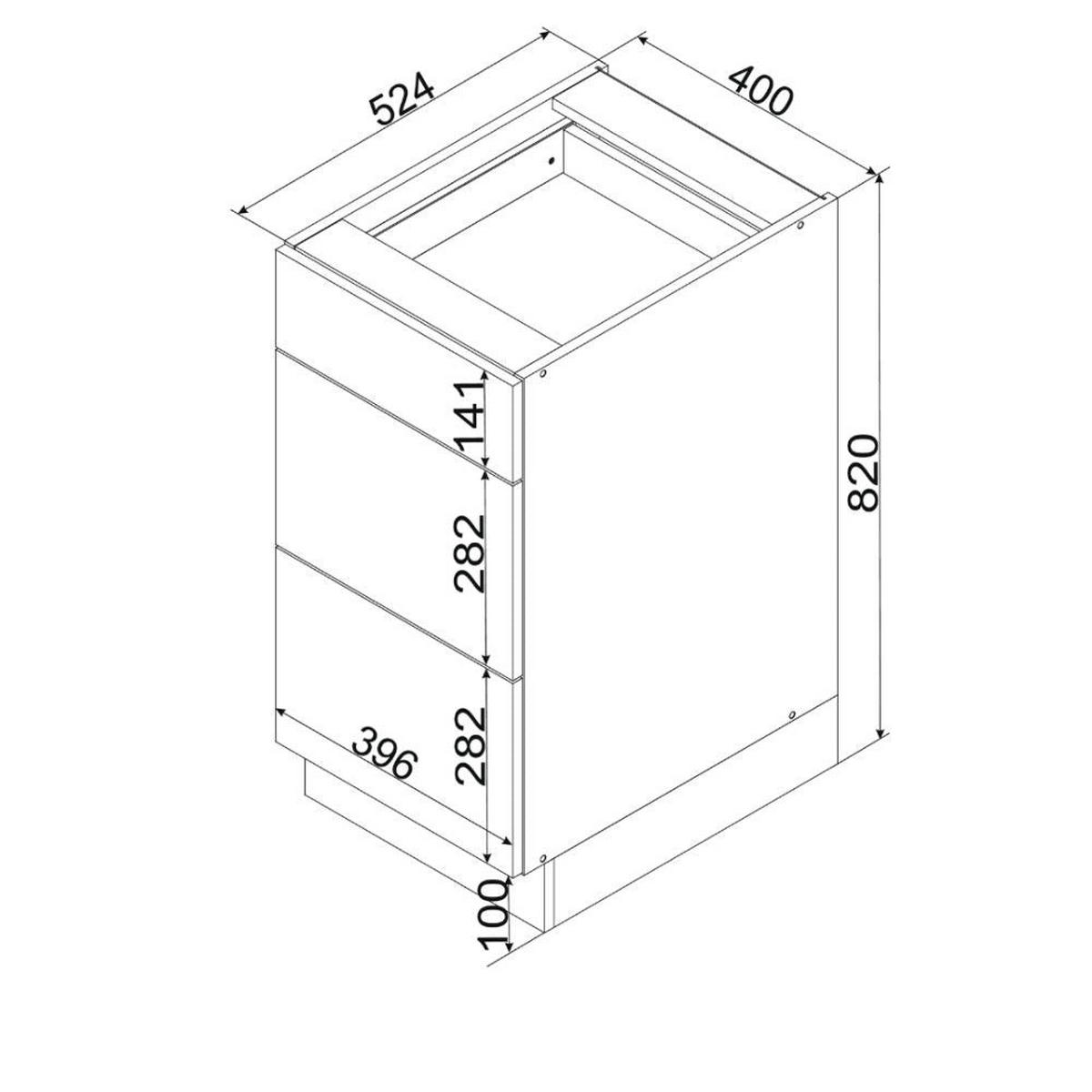 UNTERSCHRANK D40S3 ( S1600/5 ) – BONO – 3 Schubladen für effiziente Organisation – Gold / Eiche - Eichefarben, Holzwerkstoff (40/82/51cm) - ROYAL24_MARKT