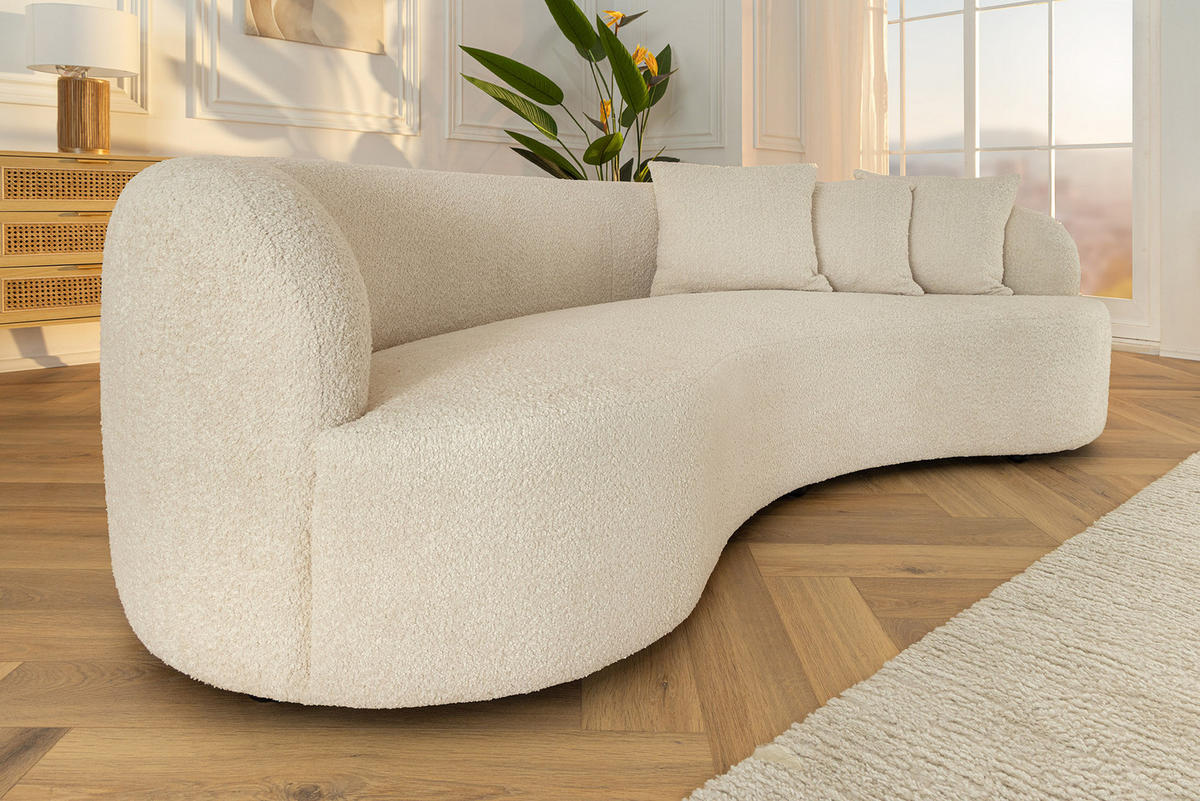 3-SITZER SOFA ATELIER Bouclé Beige 230 cm - Beige/Schwarz, Kunststoff/Textil (230/70/110cm) - riess-ambiente