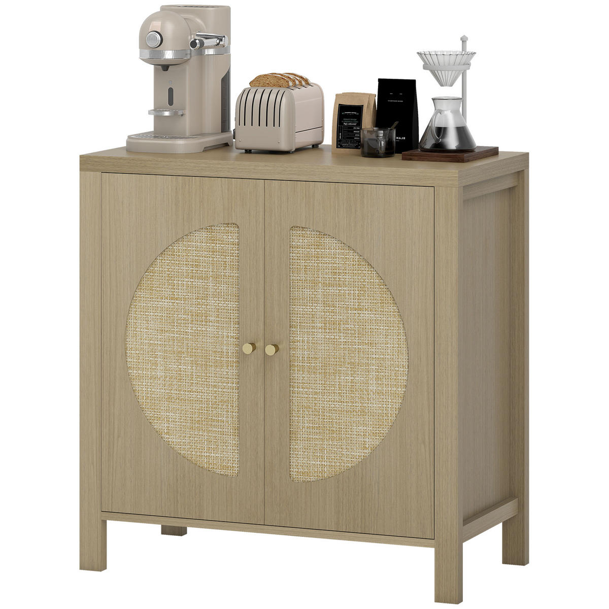 SIDEBOARD Naturfarben, Rattan-Optik, 75/38/77 cm - Naturfarben, Holz (75/77/38cm) - PANGIVO