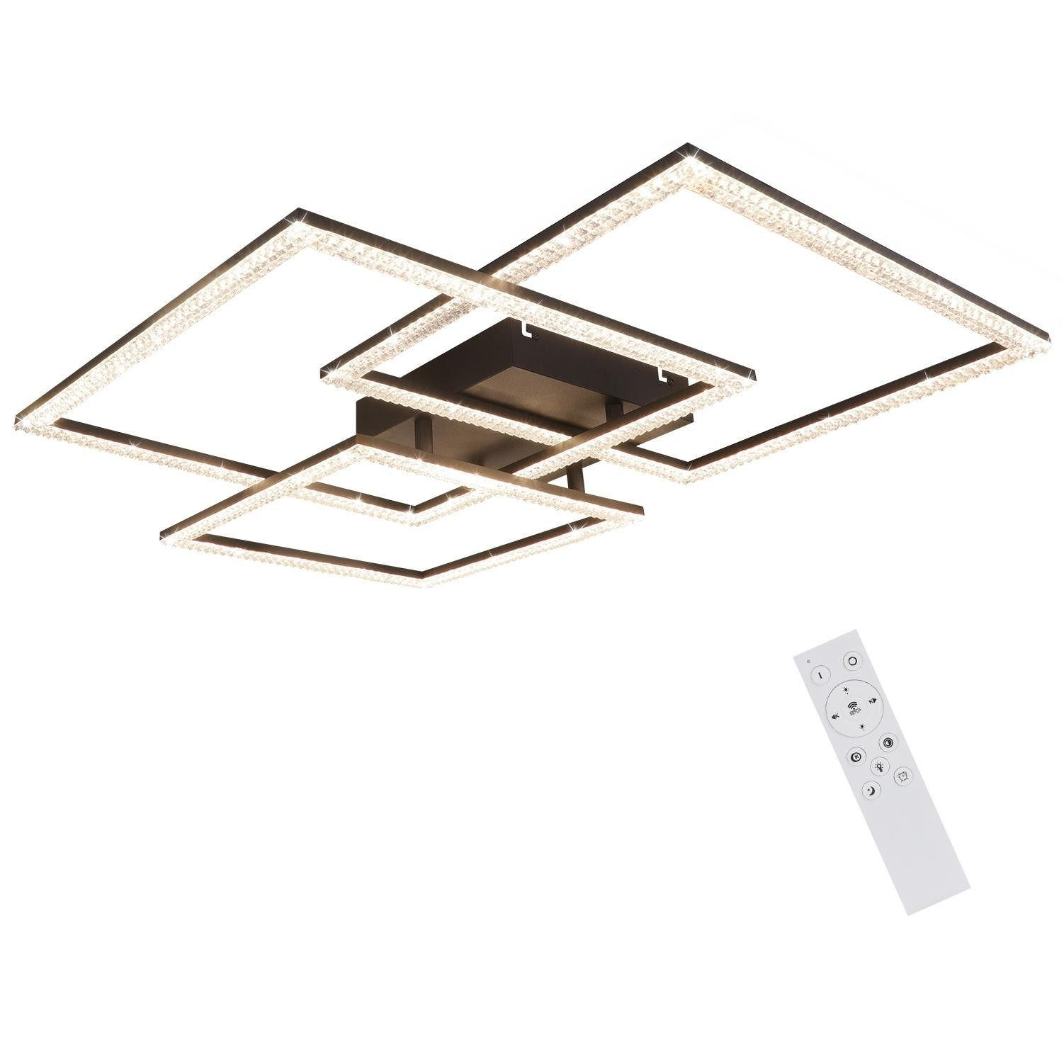 ZMH Led-Deckenleuchte Schwarz 60x8x60 cm
