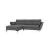 ECKSOFA Mira Grau Samt-Stoff - Schwarz/Grau, Textil/Metall (260/168cm) - S-Style Möbel