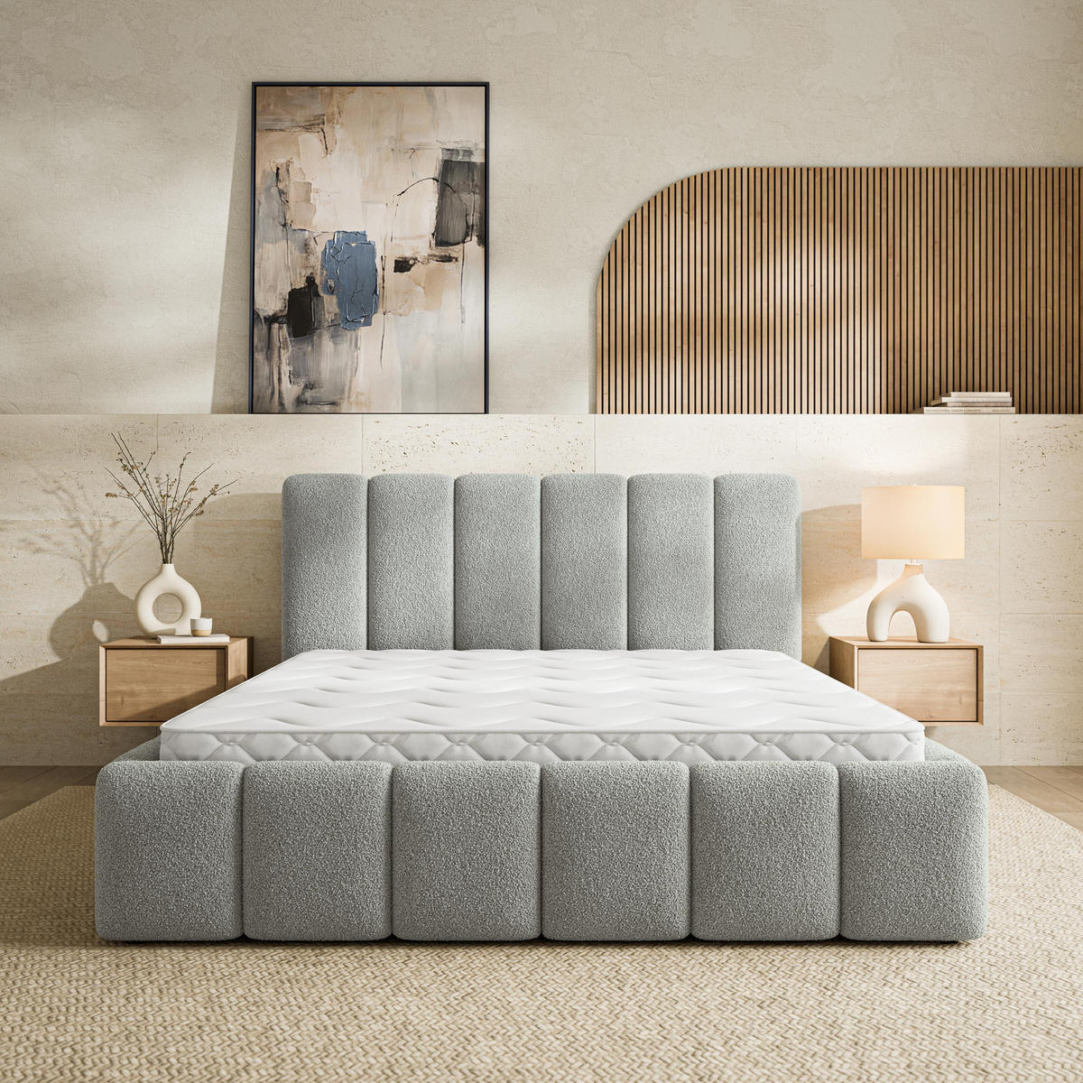 ČALOUNĚNÁ Postel RANIS 160x200 cm Světle šedá - světle šedá, kompozitní dřevo/textil (160/200cm) - MASSENO