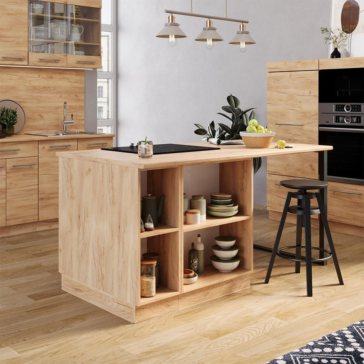 KÜCHENINSEL Fame-Line Goldkraft Eiche 90 cm mit Schublade, ohne Arbeitsplatte - Honigeiche, Holzwerkstoff (90/82/60cm) - Vicco