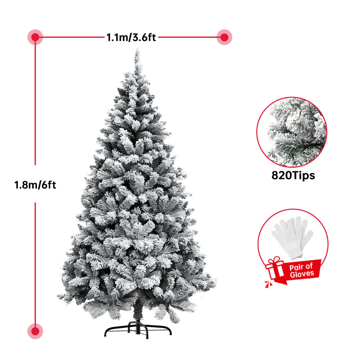 WEIHNACHTSBAUM Grün 210 cm Flocked Schneeoptik stabiler Metallständer - Grün, Metall (38cm) - Rattrix