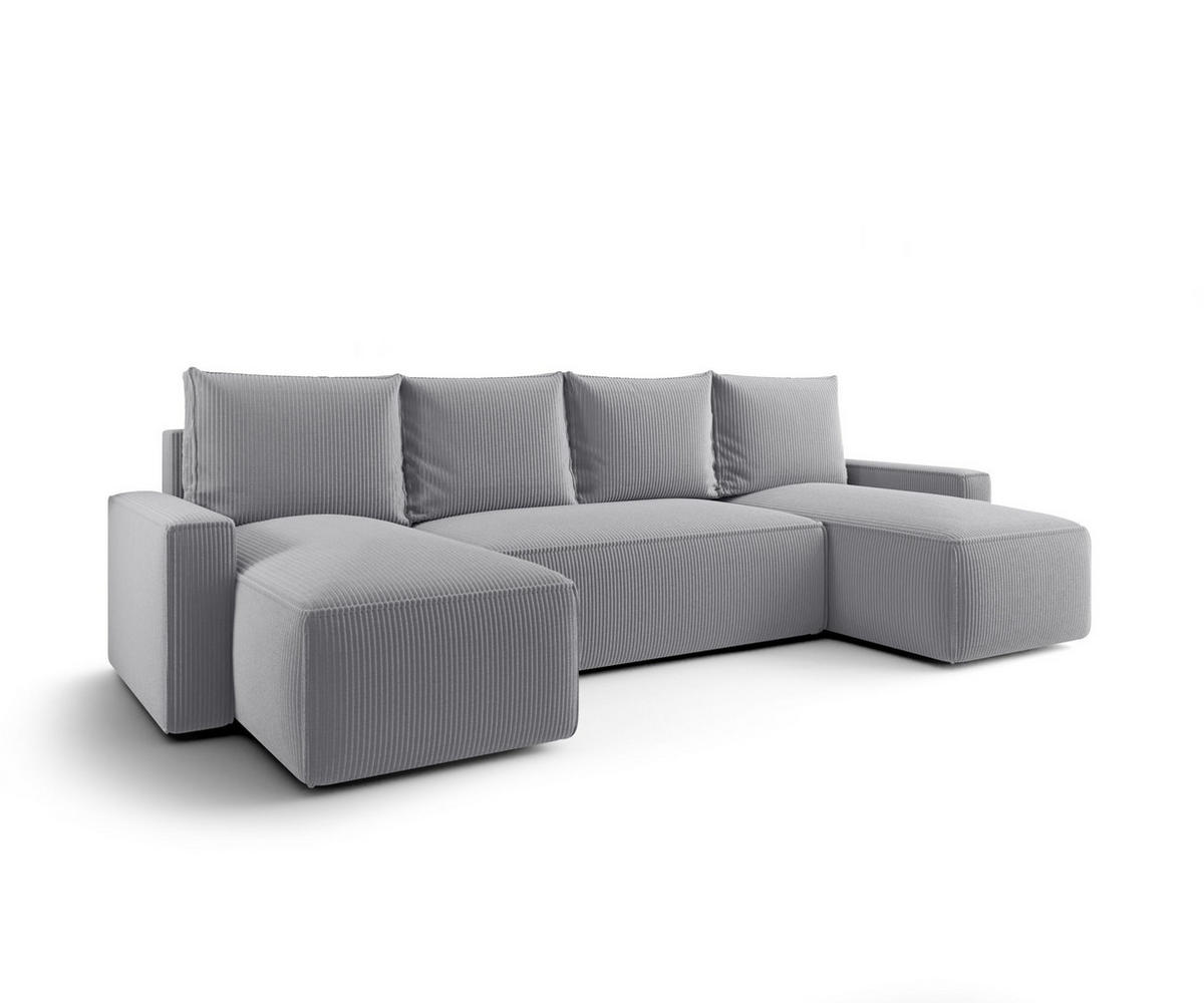 WOHNLANDSCHAFT mit Schlaffunktion SAVIO U Poso 55 - Grau, Textil (300/75/140cm) - Bedante